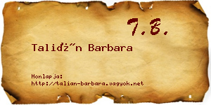 Talián Barbara névjegykártya